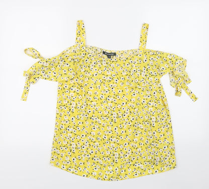 Bonmarché Womens White Floral Basic Blouse Size 10