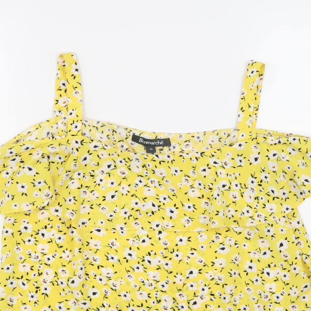 Bonmarché Womens White Floral  Basic Blouse Size 10