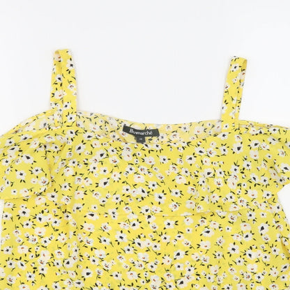 Bonmarché Womens White Floral Basic Blouse Size 10