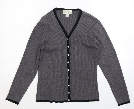Casual Corner Annex Womens Grey  Knit Cardigan Jumper Size L