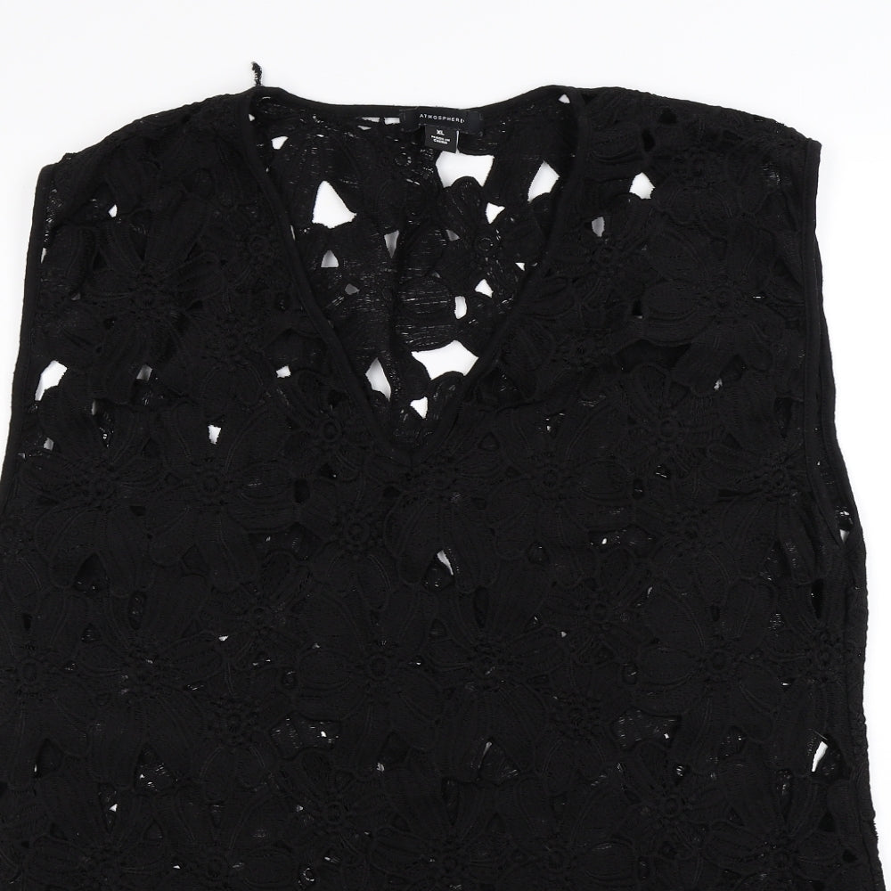 Atmosphere Womens Black Floral  Basic Blouse Size XL