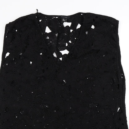 Preloved Atmosphere Womens Black Floral  Basic Blouse Size XL - Detail