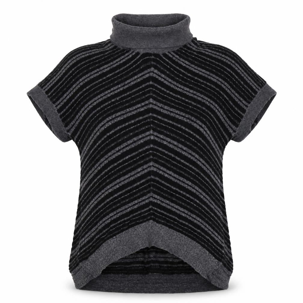 POL Womens Black Striped Knit Pullover Jumper Size S