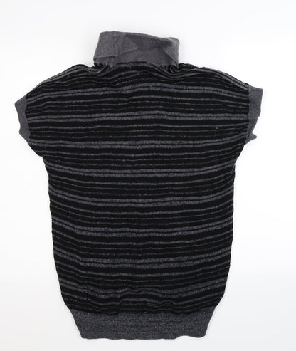 POL Womens Black Striped Knit Pullover Jumper Size S