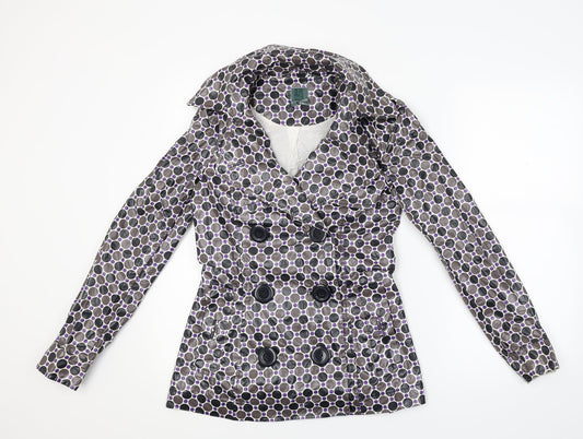 DEPT Womens Brown Polka Dot  Rain Coat Coat Size XS