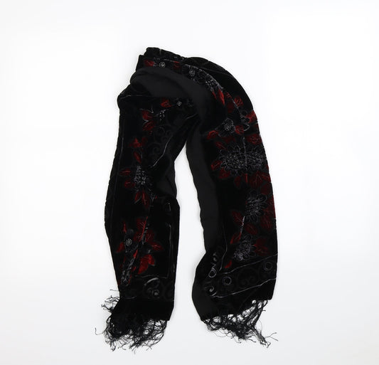 Preworn Womens Black Floral   Scarf