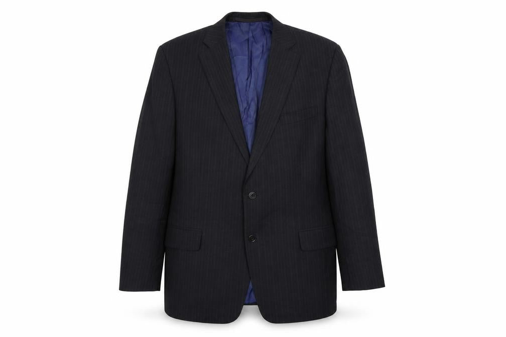Preworn Mens Black Striped  Jacket Blazer Size L