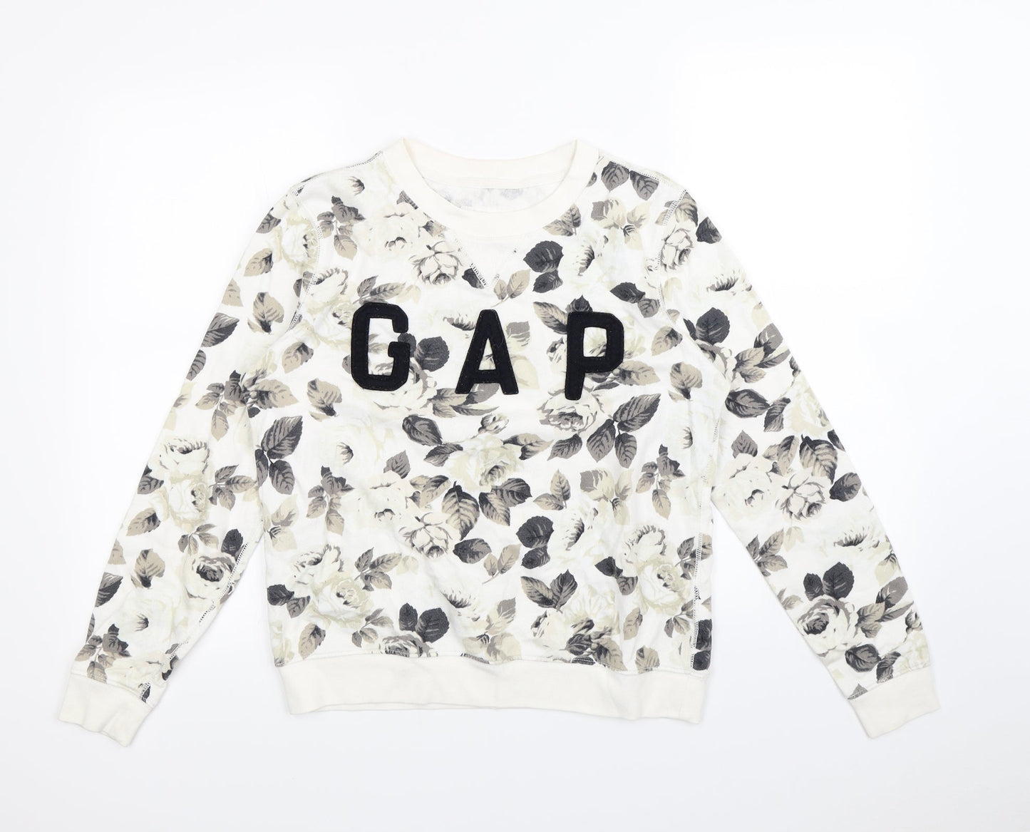 Gap Womens White Floral  Pullover Jumper Size M
