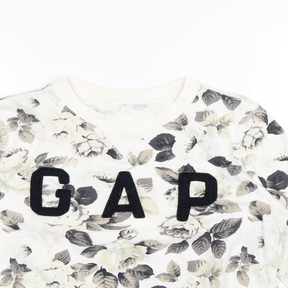 Gap Womens White Floral  Pullover Jumper Size M