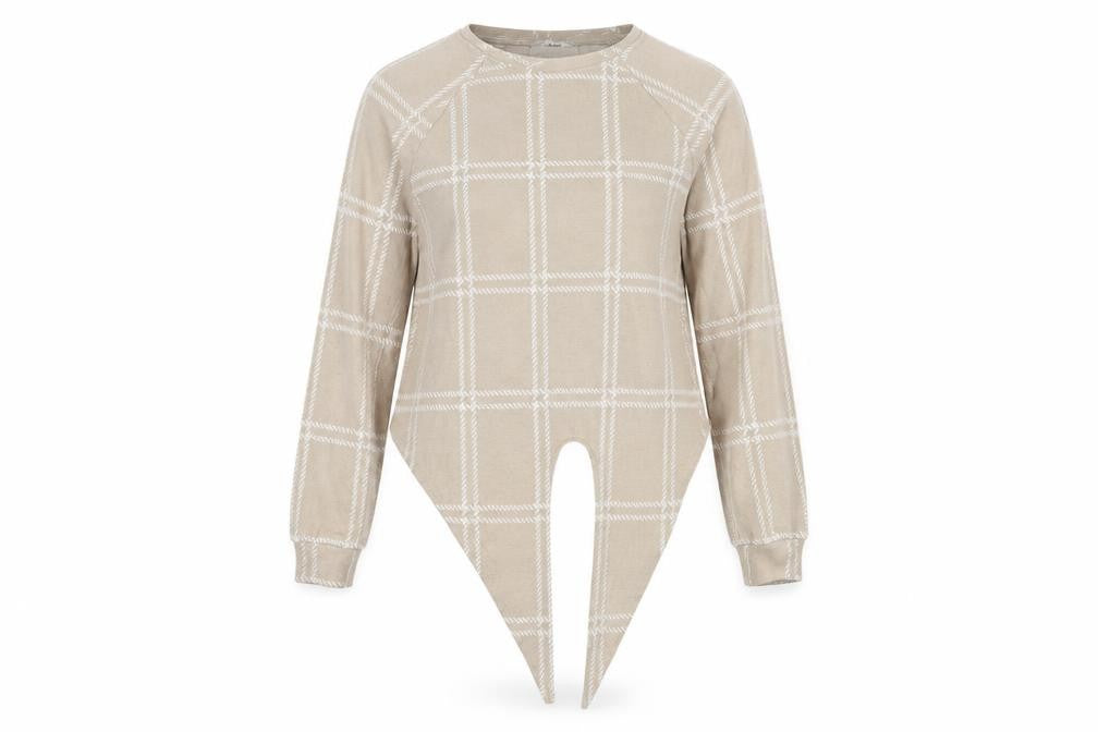 George Womens Beige Check  Tunic Blouse Size 10