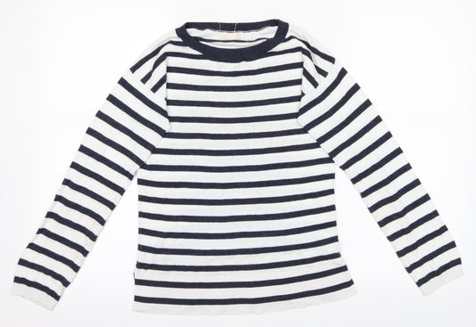Cape Daisy Womens Black Striped  Basic T-Shirt Size 8