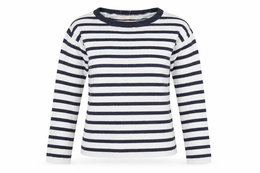 Cape Daisy Womens Black Striped  Basic T-Shirt Size 8