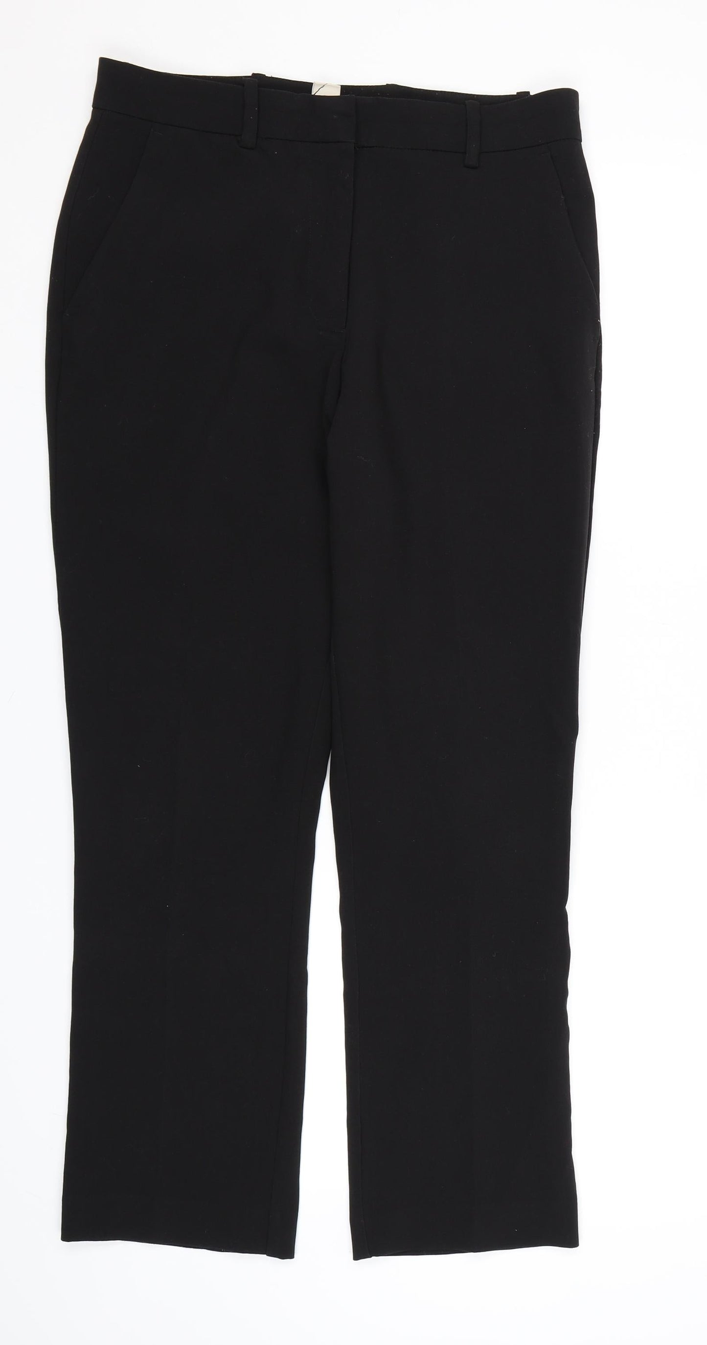 H&M Womens Black  Rayon Dress Pants Trousers Size 12 L27 in