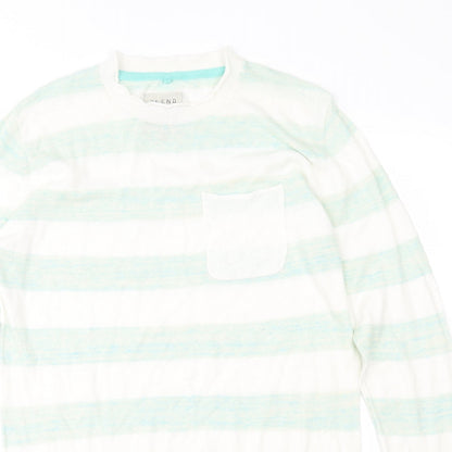 Preloved Blend Womens Green Striped Knit Pullover Jumper Size M - Detail