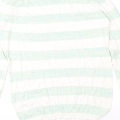 Preloved Blend Womens Green Striped Knit Pullover Jumper Size M - Label