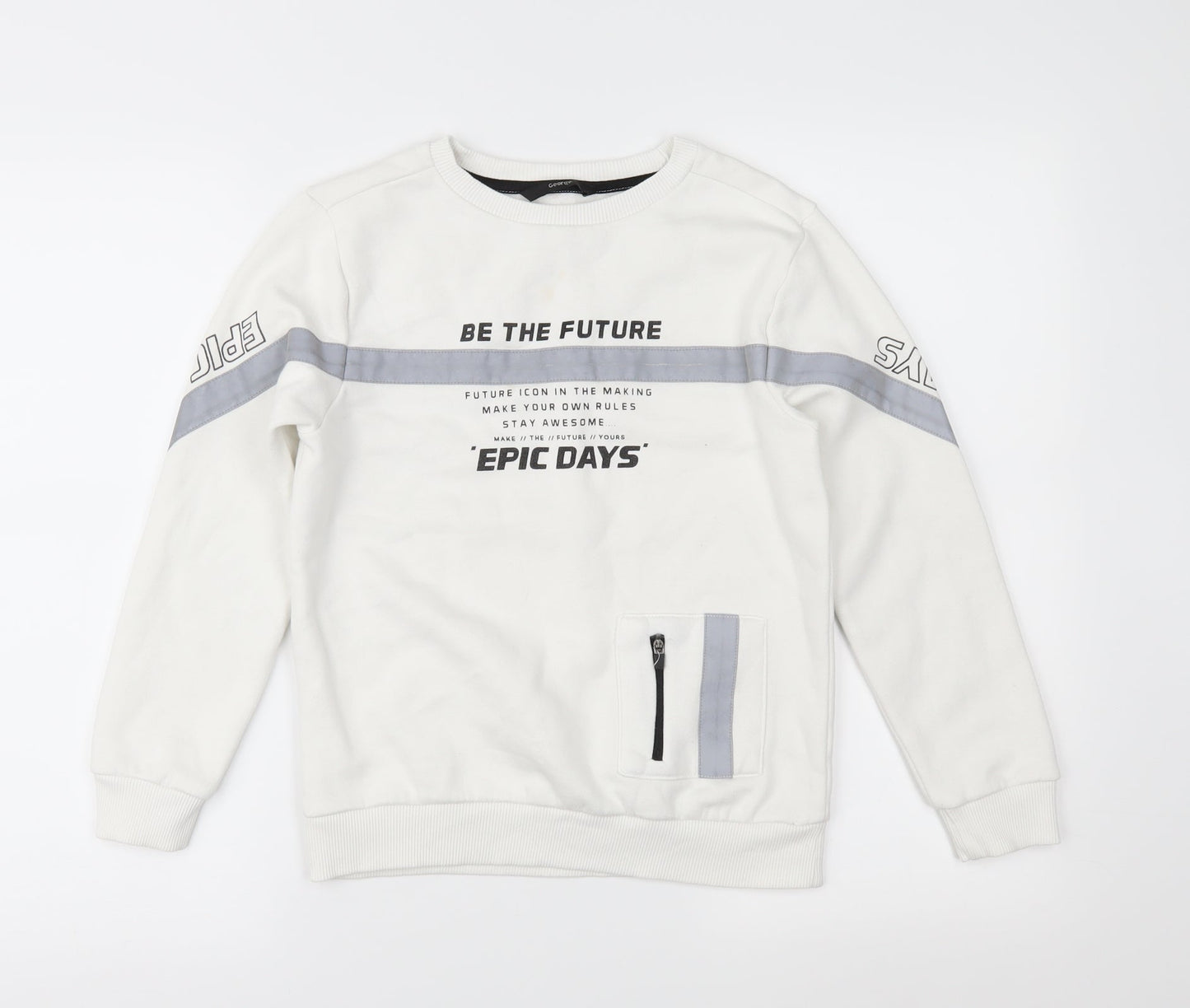 George Girls White   Pullover Sweatshirt Size 9-10 Years