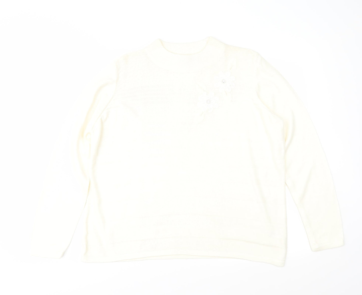 Bonmarché Womens Ivory Geometric Knit Pullover Jumper Size M