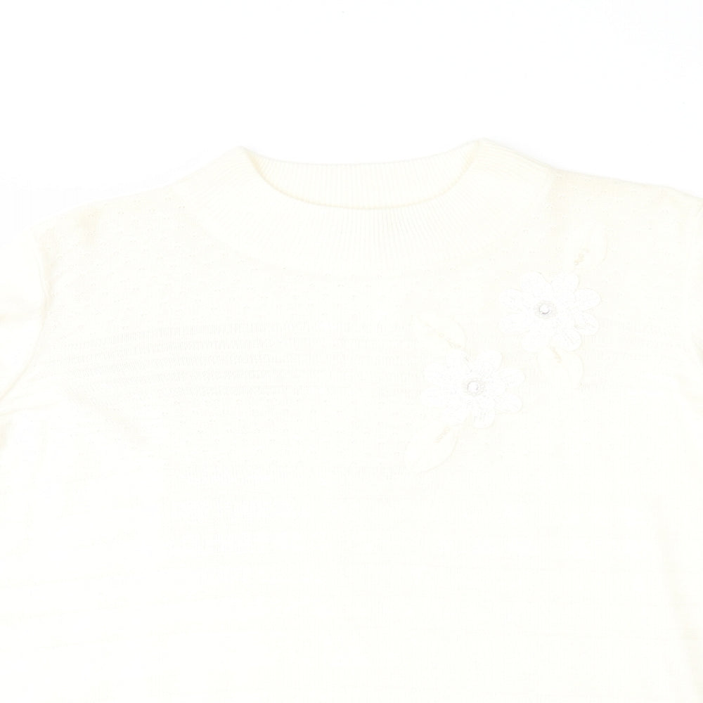 Bonmarché Womens Ivory Geometric Knit Pullover Jumper Size M