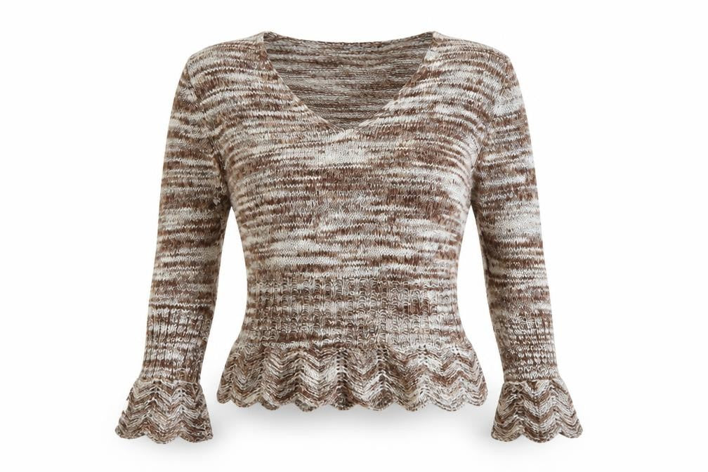 Per Una Womens Brown Striped  Pullover Jumper Size L  - shaped hem