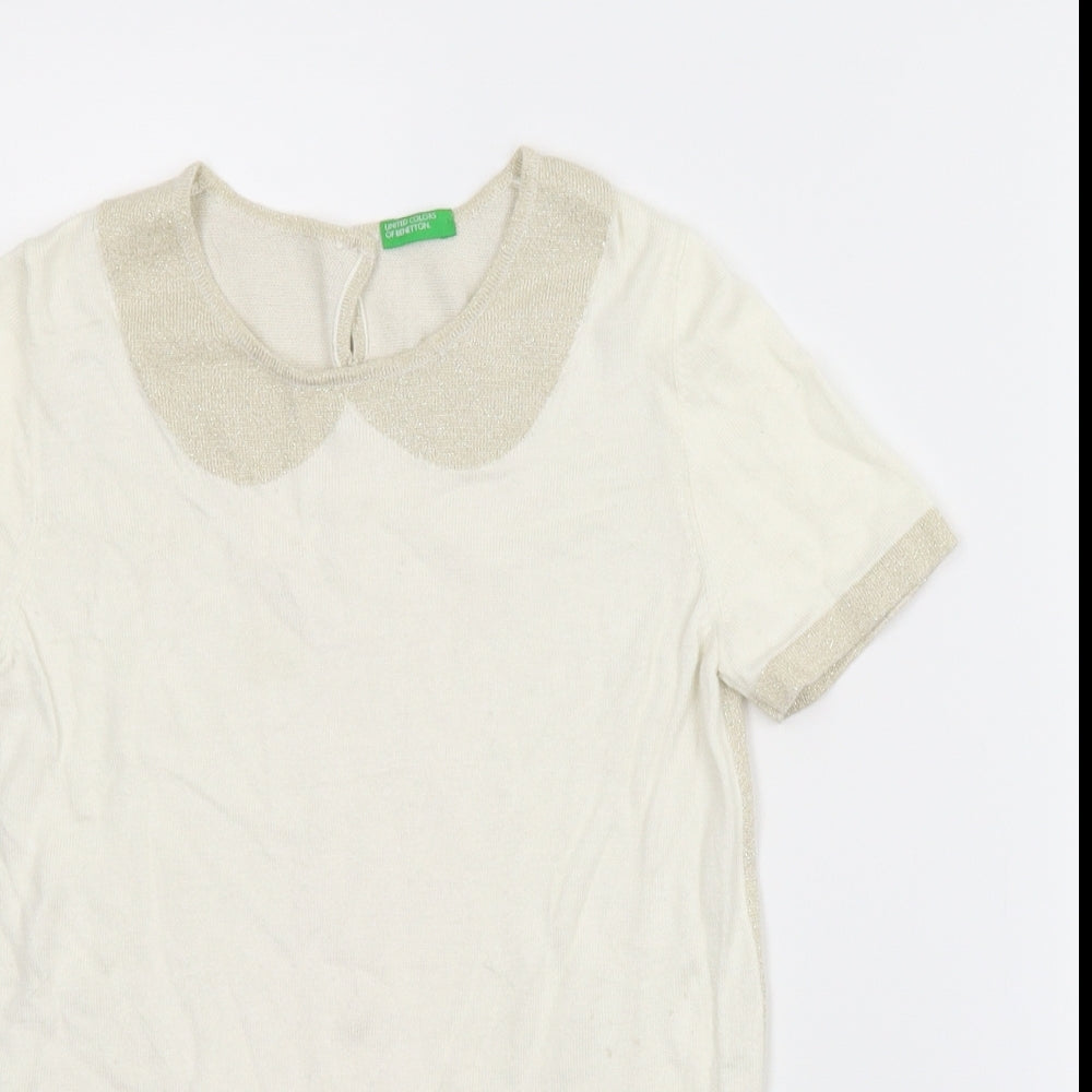 United Colors of Benetton Womens Beige   Basic Blouse Size 2XS
