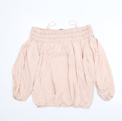 Preloved H&M Womens Pink   Basic Blouse Size 8 - Back