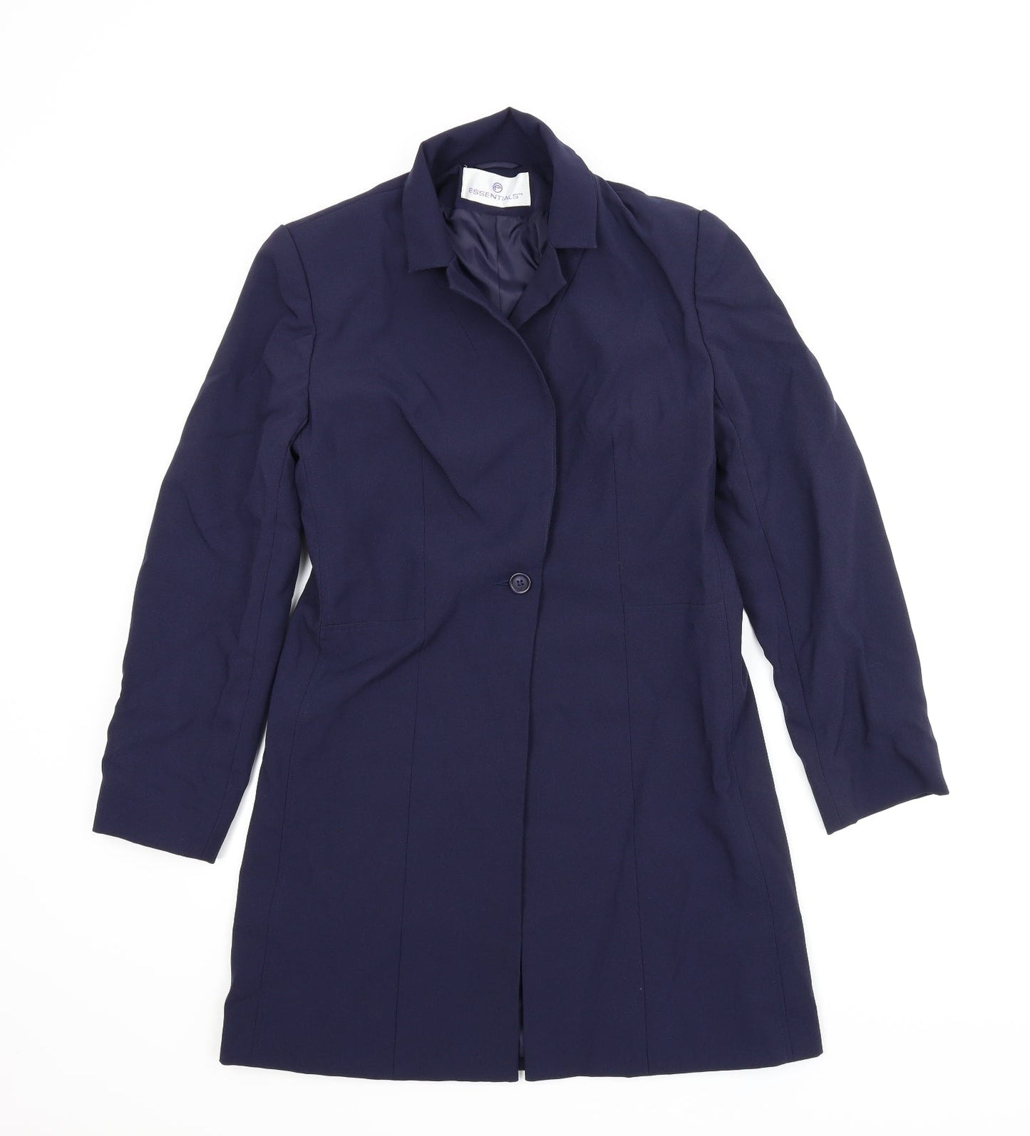 Essentials Womens Blue   Overcoat Jacket Size 10