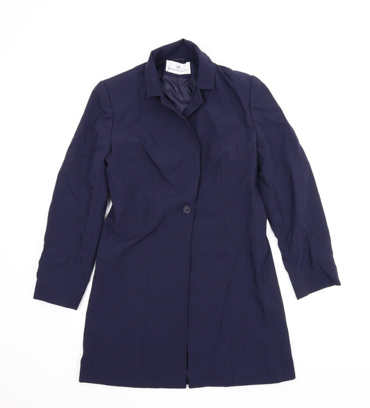 Essentials Womens Blue   Overcoat Jacket Size 10