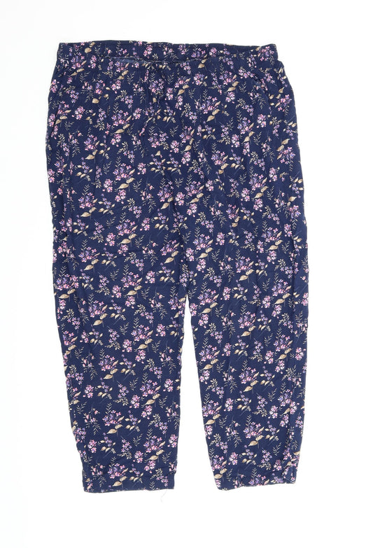 Amber Womens Blue Floral  Capri Lounge Pants Size L