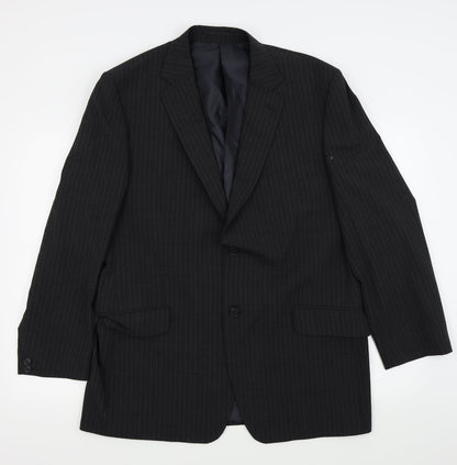 Preloved Asda George Mens Black Striped  Jacket Blazer Size 44 - Front