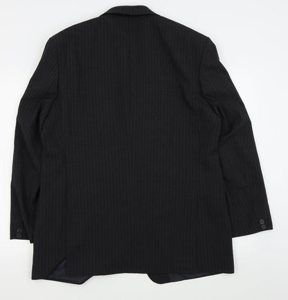 Preloved Asda George Mens Black Striped  Jacket Blazer Size 44 - Back