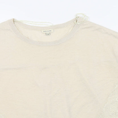 River Island Womens Beige Floral  Basic T-Shirt Size 10