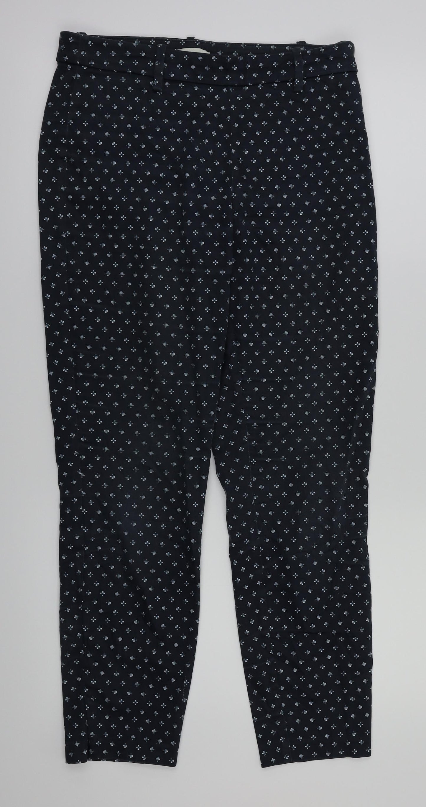 H&M Womens Blue Argyle/Diamond  Trousers  Size 8 L26 in