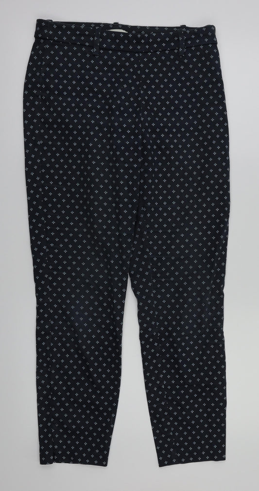 H&M Womens Blue Argyle/Diamond  Trousers  Size 8 L26 in