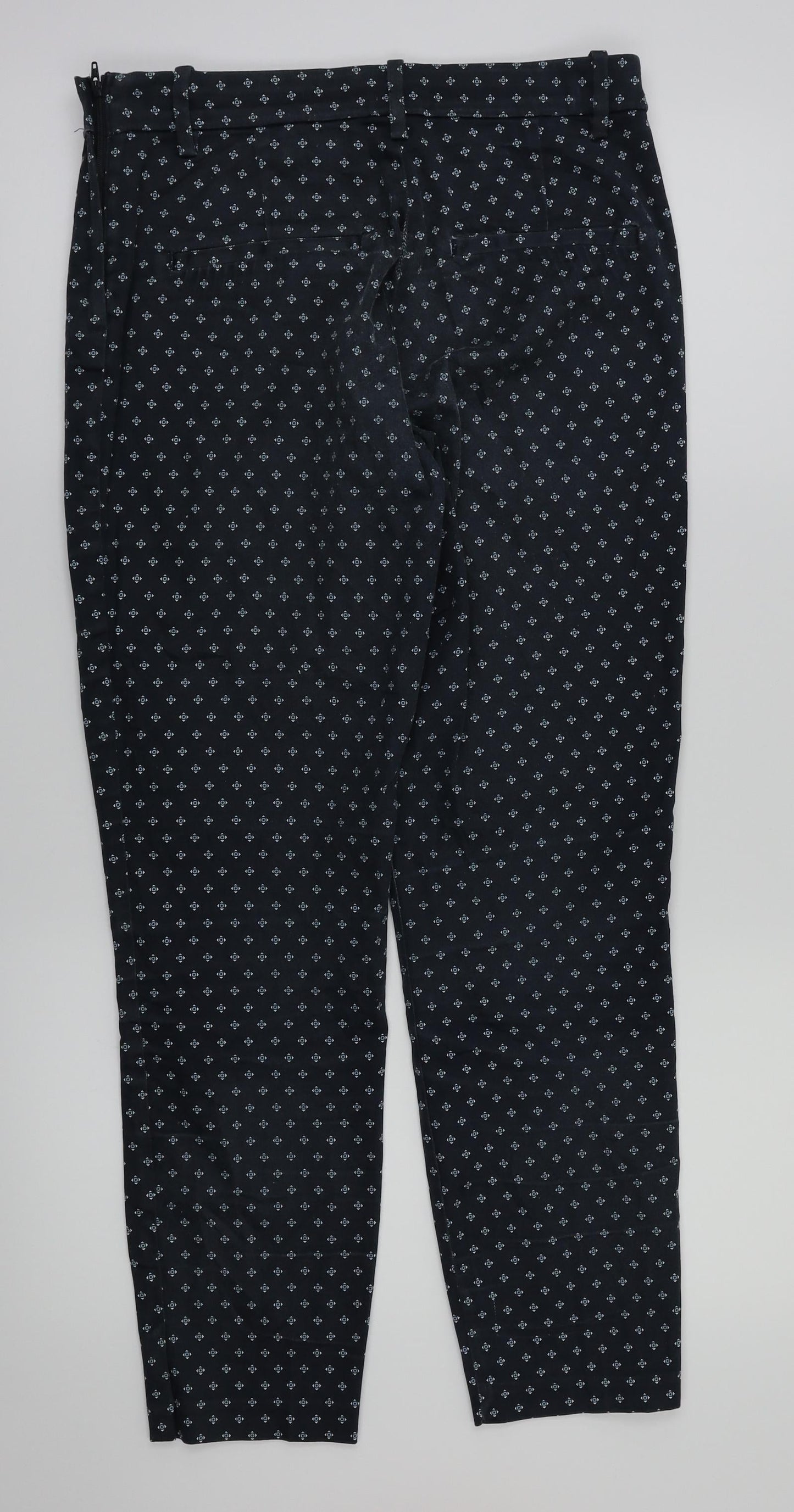 H&M Womens Blue Argyle/Diamond  Trousers  Size 8 L26 in