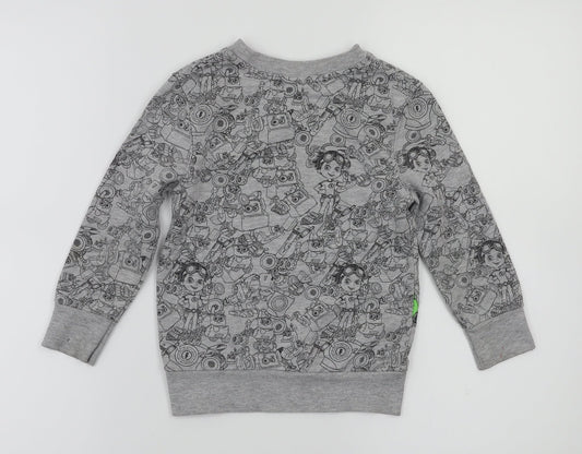 George  Boys Grey Animal Print  Pullover Sweatshirt Size 2-3 Years
