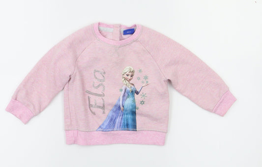 Disney Girls Pink Animal Print  Pullover Jumper Size 9-12 Months