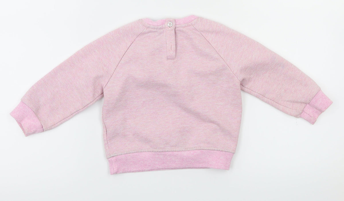Disney Girls Pink Animal Print  Pullover Jumper Size 9-12 Months