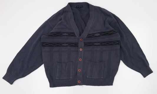 Carson  Womens Blue Argyle/Diamond  Cardigan Jumper Size M