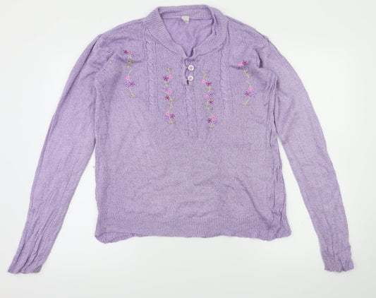 preworn  Womens Purple Floral  Cardigan Jumper Size 14