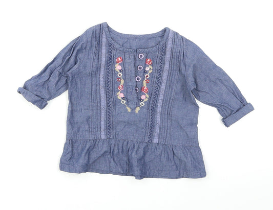 Matalan Girls Blue  Denim Basic T-Shirt Size 6-9 Months