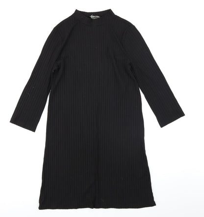 Additional front view of Papaya women’s black a-line, size S, - ribbed