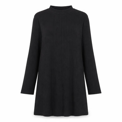 Front view of Papaya women’s black a-line, size S, - ribbed