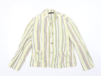 Marcona Womens Yellow Striped  Jacket Blazer Size 10
