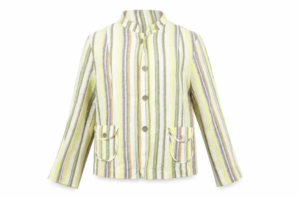Marcona Womens Yellow Striped  Jacket Blazer Size 10