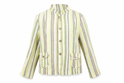 Marcona Womens Yellow Striped  Jacket Blazer Size 10