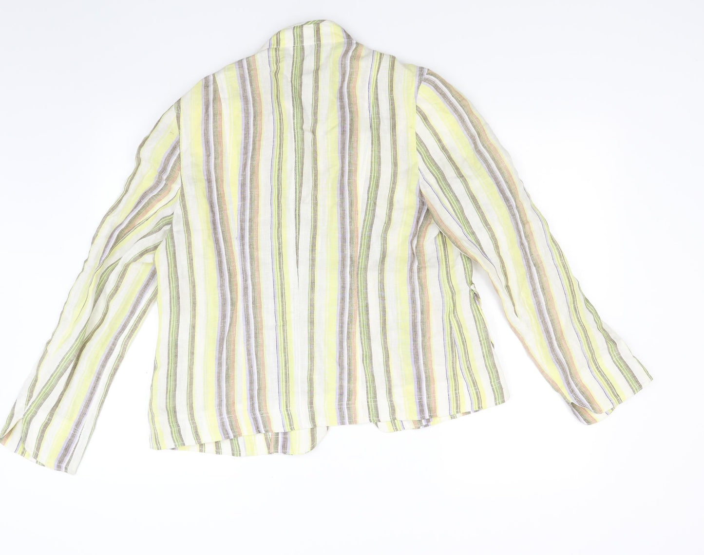 Marcona Womens Yellow Striped  Jacket Blazer Size 10