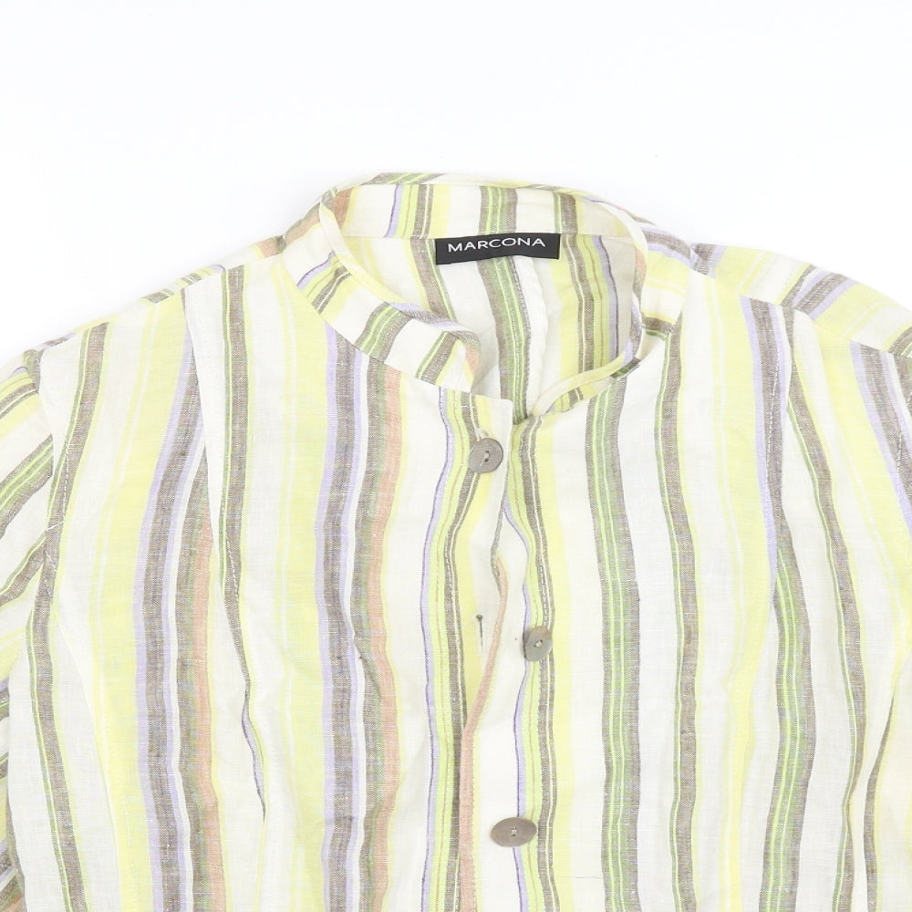 Marcona Womens Yellow Striped  Jacket Blazer Size 10