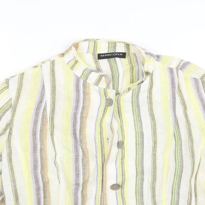Marcona Womens Yellow Striped  Jacket Blazer Size 10