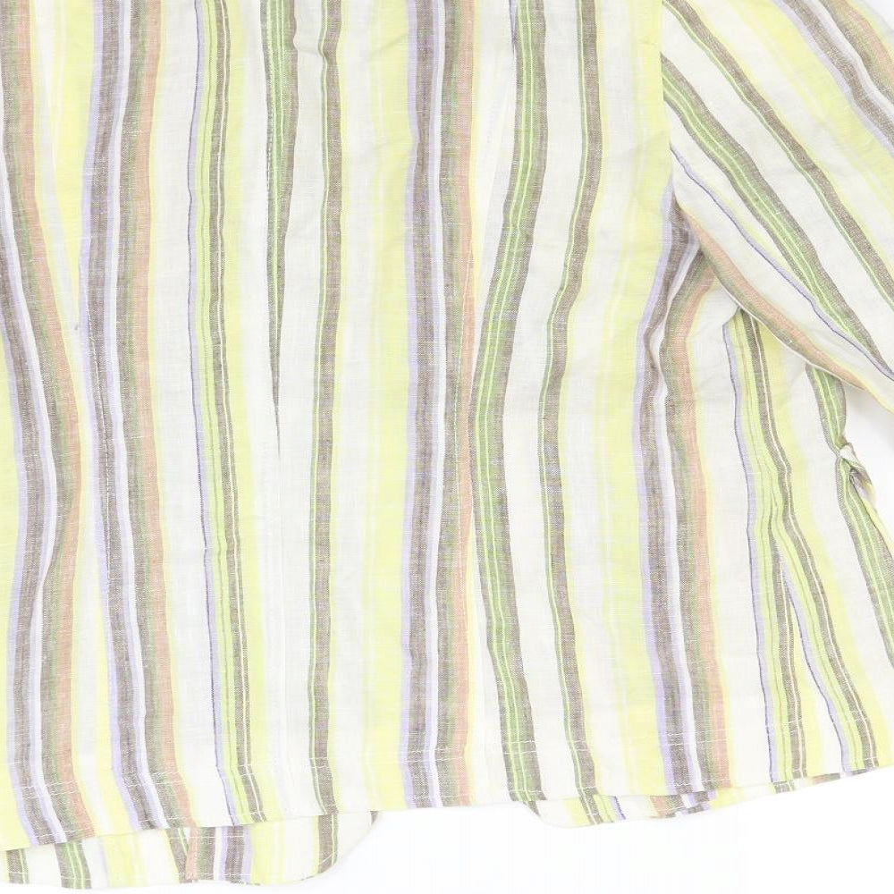 Marcona Womens Yellow Striped  Jacket Blazer Size 10