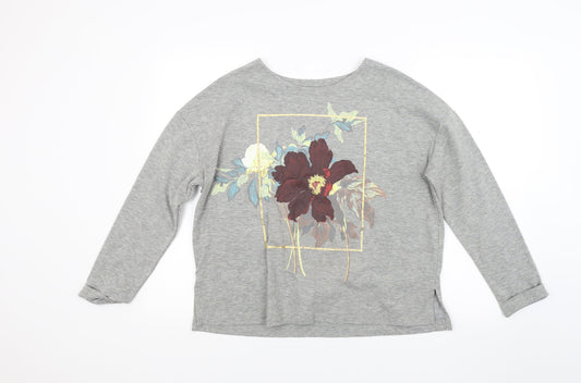 Marks and Spencer Womens Grey Floral  Pullover Sweatshirt Size 12